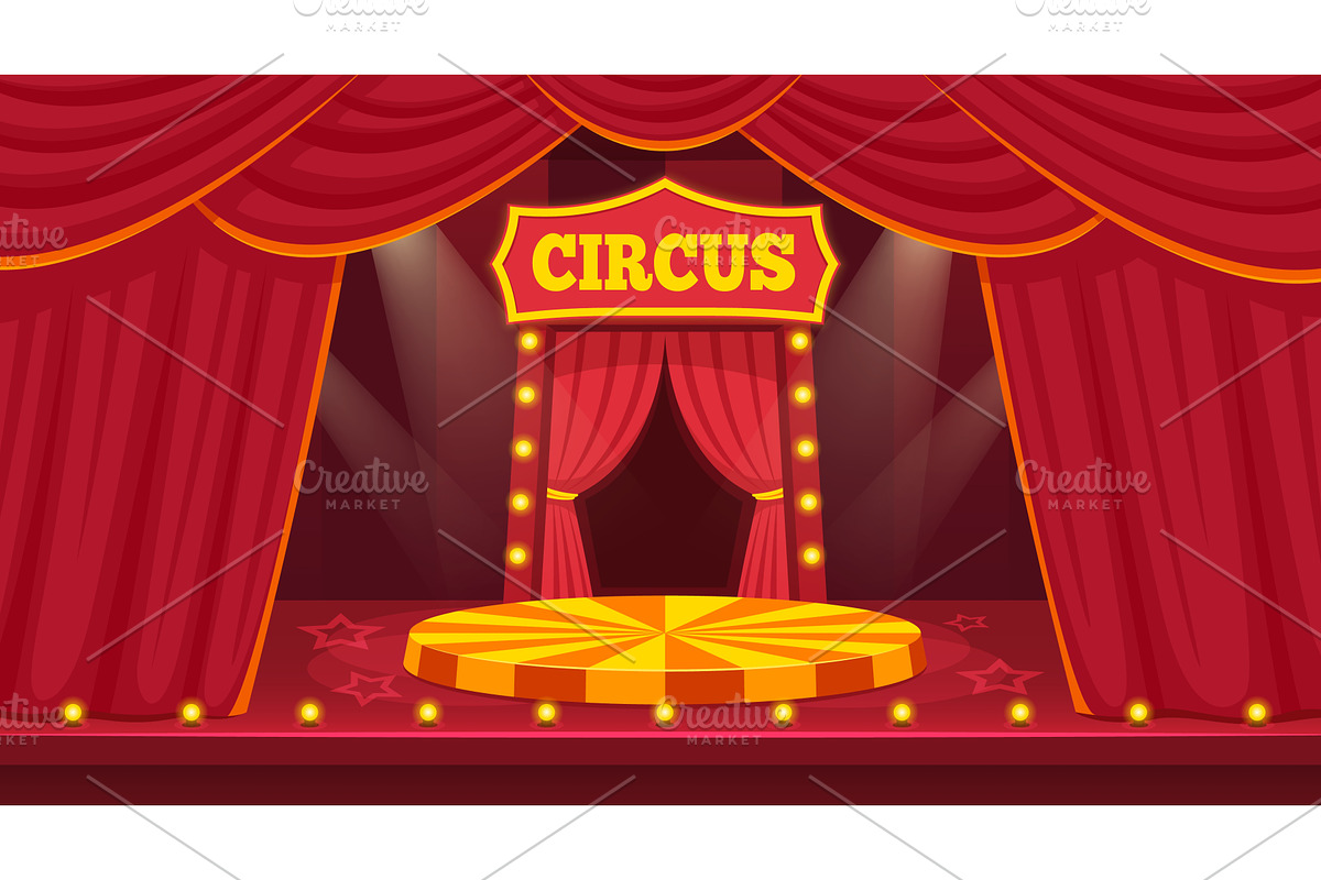 Cartoon circus stage. Carnival arena, a Sport Illustration by Stock-Smart-Start