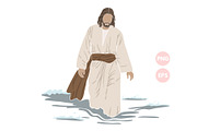 Jesus Walk on Water Christian Png, a Person Illustration by ⋒DesignECShop⋒ (Thumbnail 1 of 3)
