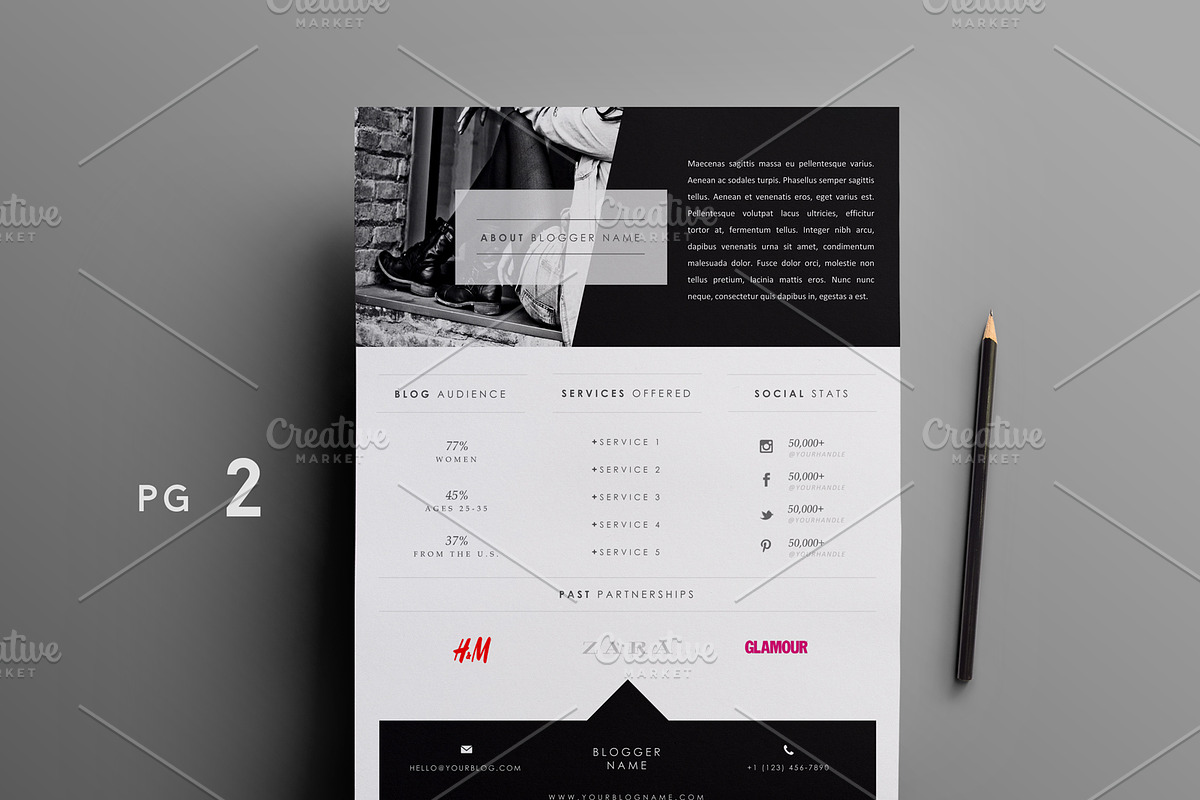 Blog Media Kit Template | Two Pages, a Stationery Template by Blogger Kit Co. (Photo 6 of 6)