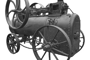 Vintage black steam engine machine