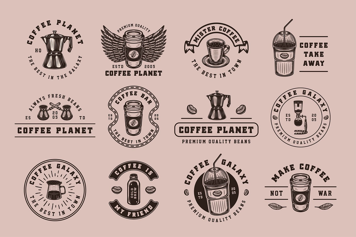 Vintage coffee emblems part 1, a Branding & Logo Template by AkimD (Photo 3 of 4)