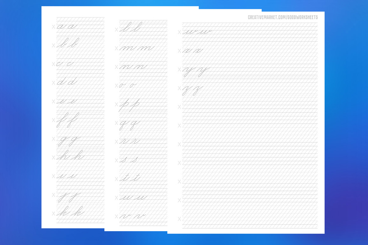 Lowercase letters American cursive, a Stationery Template by Good Worksheets (Photo 2 of 2)