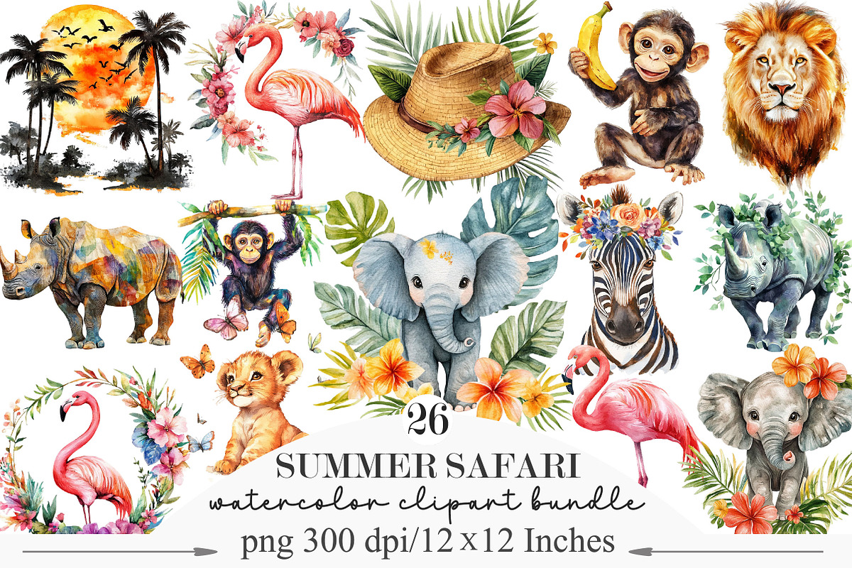 Watercolor African Summer Safari, an Illustration by Designking (Photo 1 of 5)