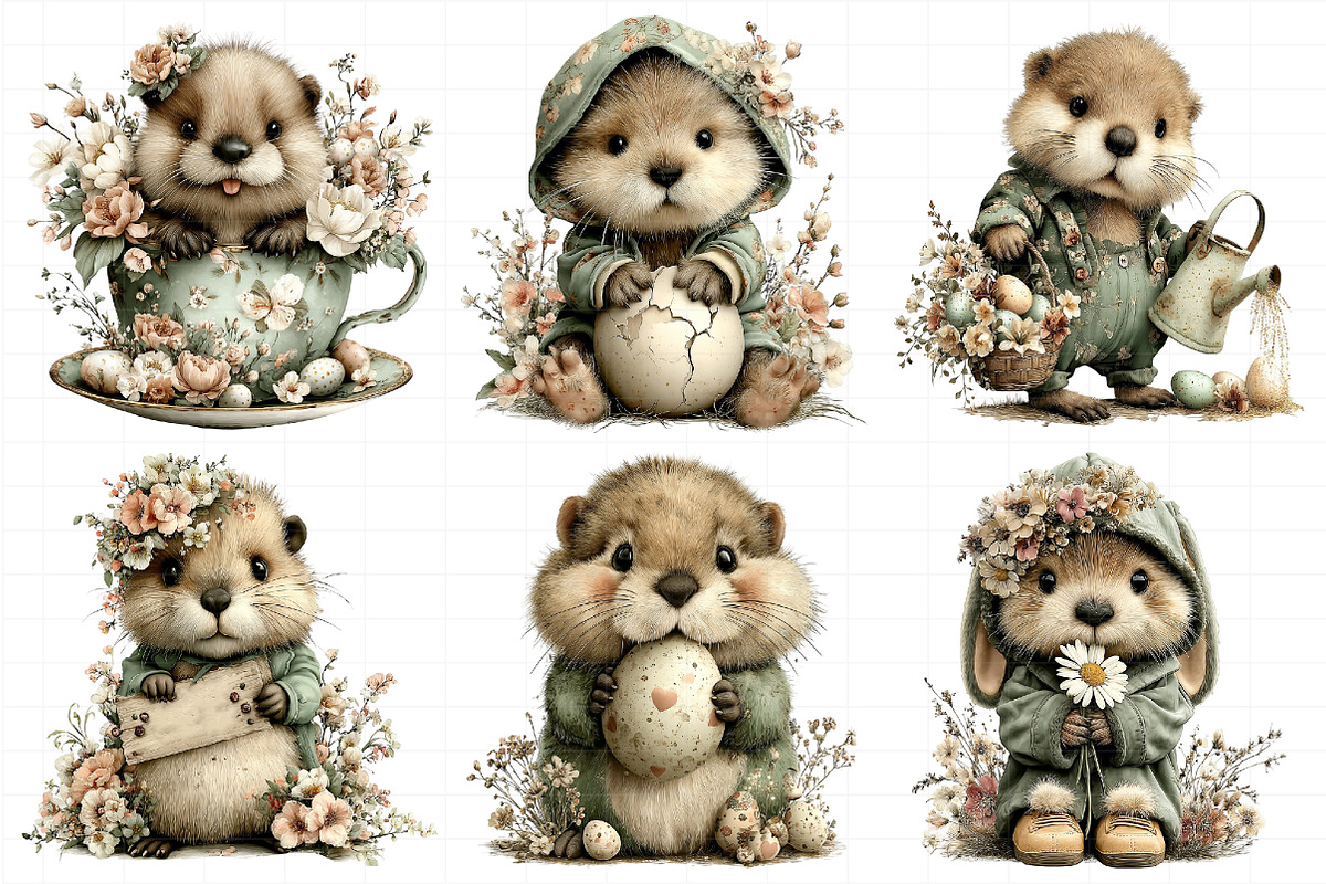 Whimsical Easter Beaver Clipart, an Illustration by Daily.Designs (Photo 6 of 8)
