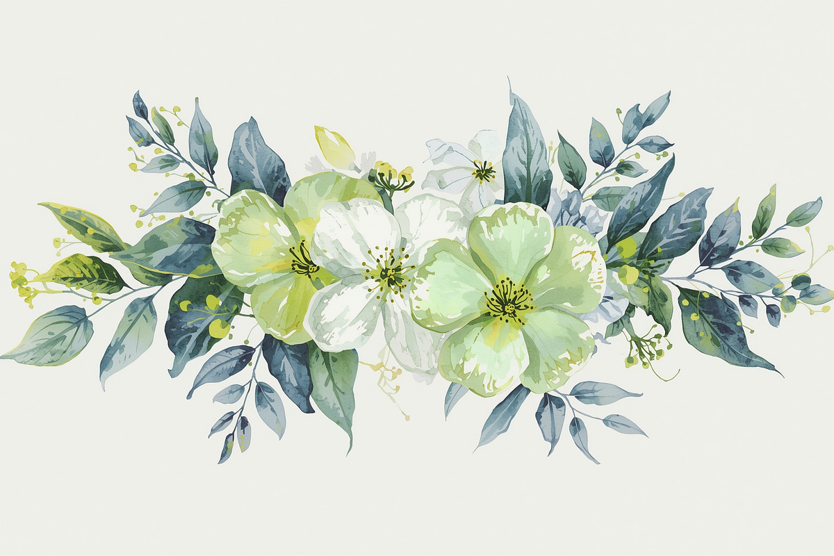Elegant Green Floral Set, an Illustration by Designs_River (Photo 11 of 11)