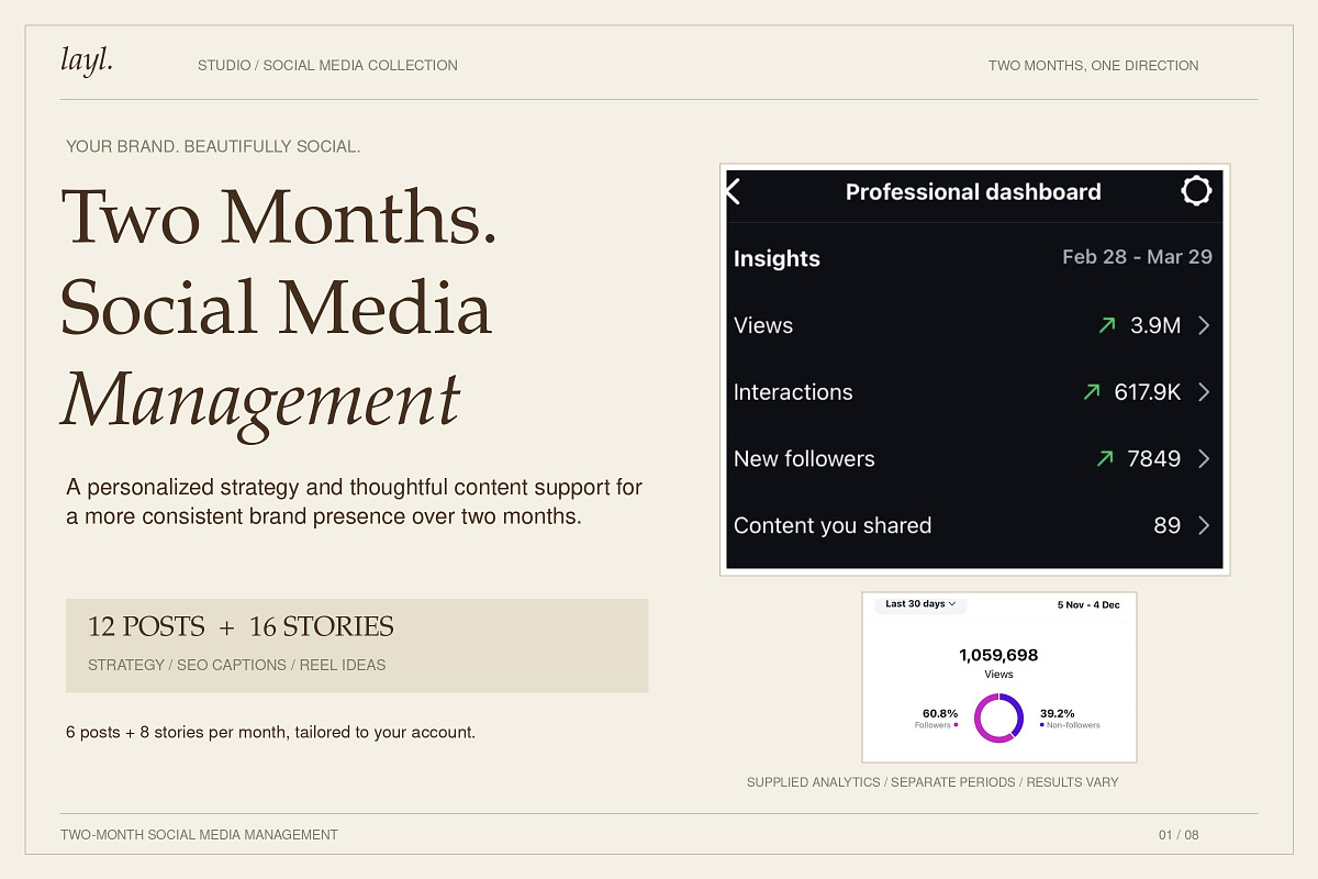 2 Month Social Media Management, a Social Media Template by Layl Atelier (Photo 1 of 8)