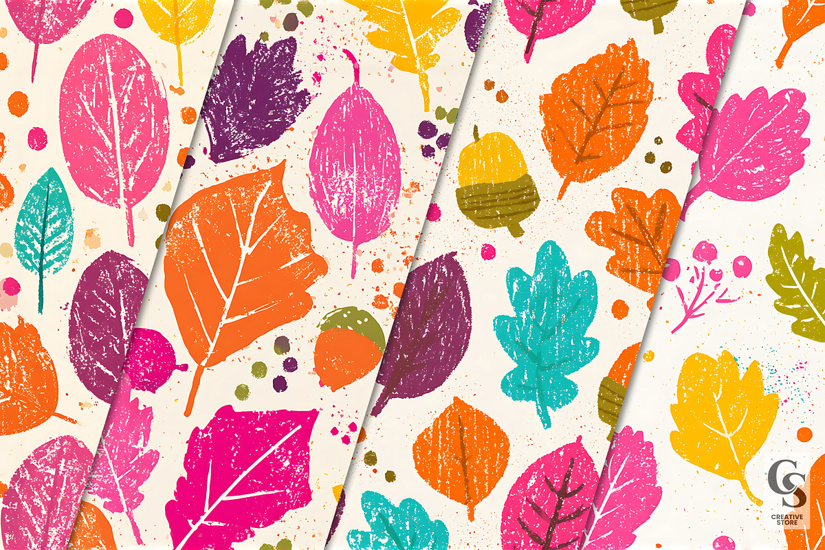 Vivid Grunge Autumn Seamless Pattern, a Pattern Graphic by Creative Store (Photo 2 of 5)