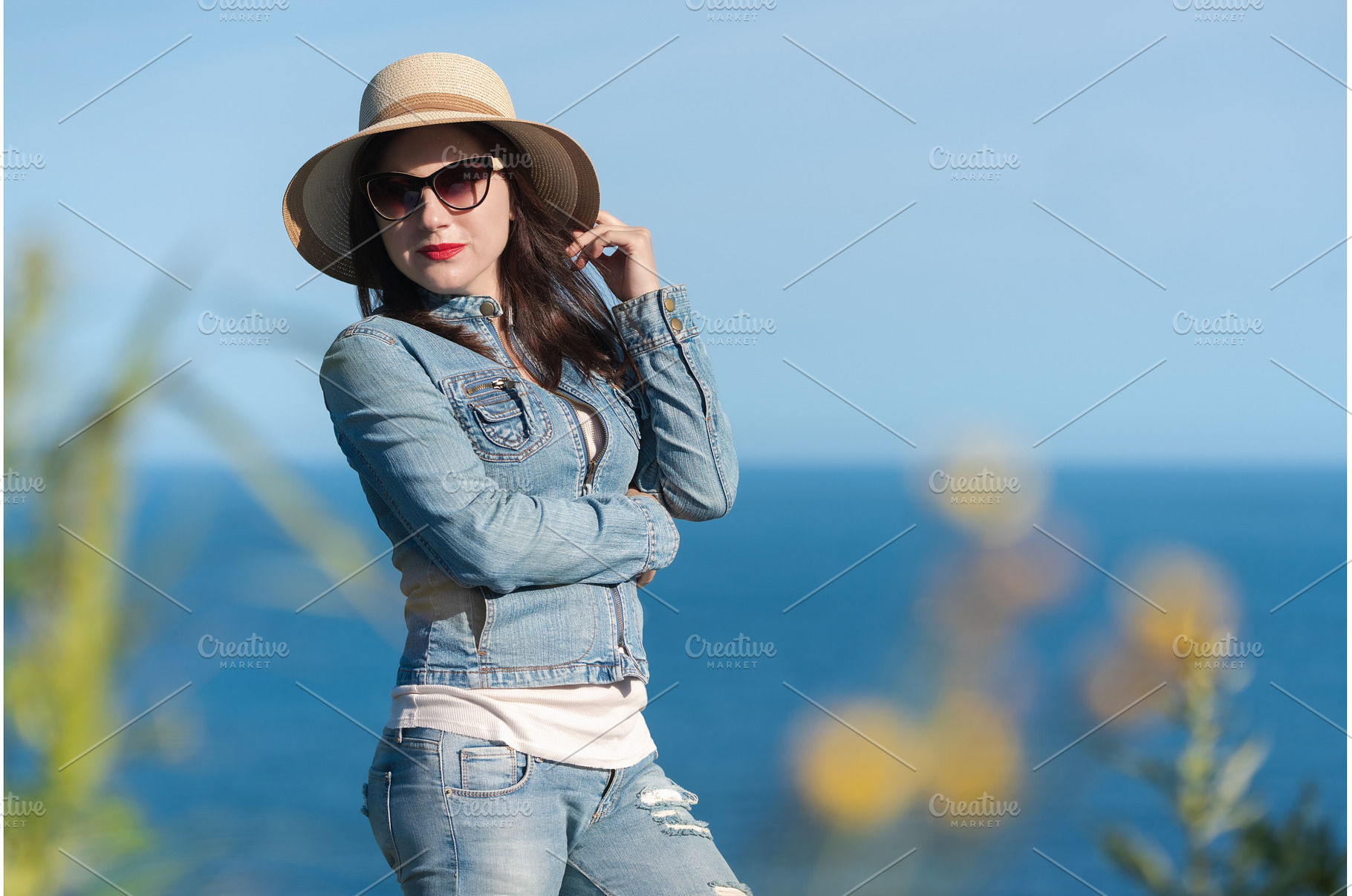 Woman in sunglasses, straw hat, a Person Photo by Alexander-Piragis