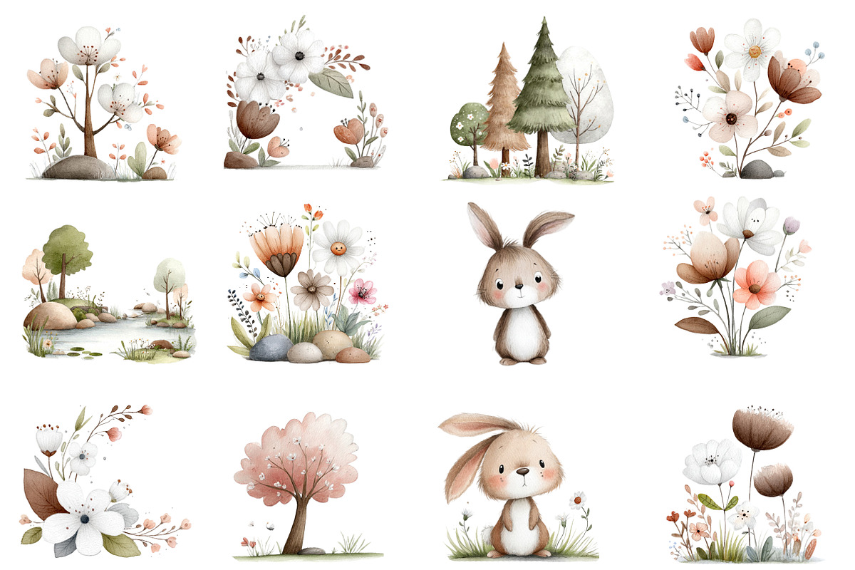 Watercolor Spring Scenery Clipart, an Illustration by Designworld (Photo 2 of 4)