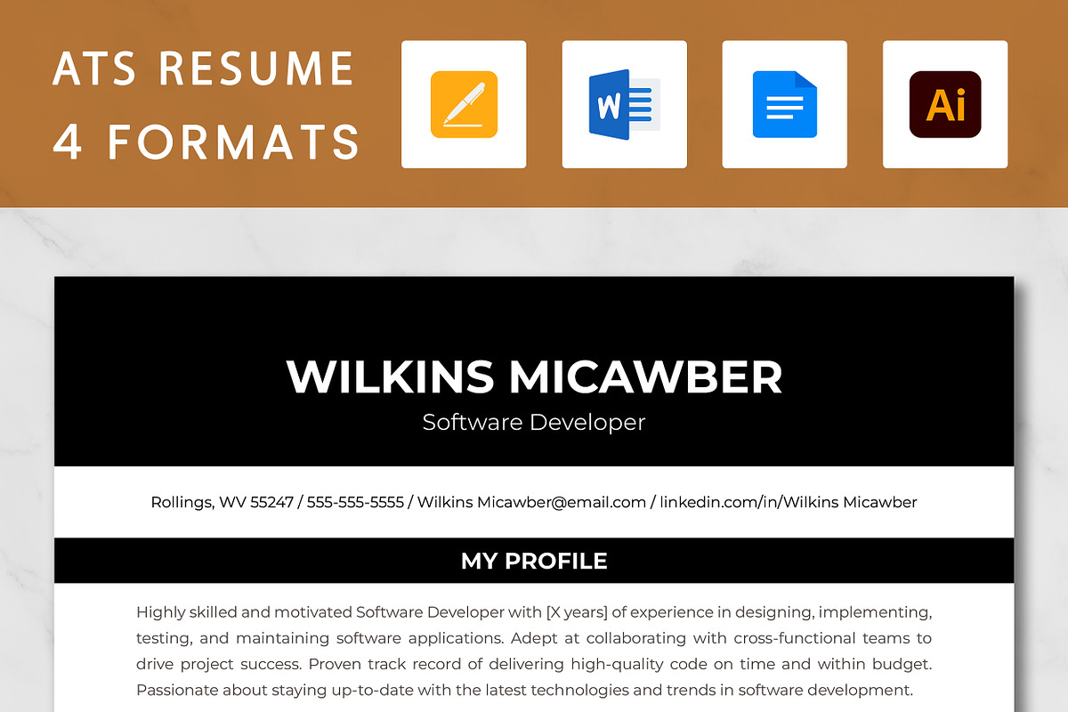 Software Developer Resume Template, a Resume Template by ResumeInventor (Photo 1 of 9)