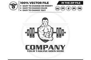 man muscular Fitness Gym logo