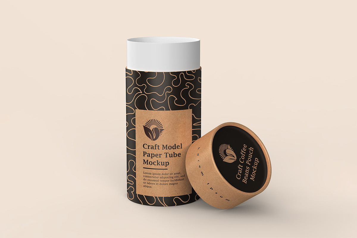 Craft Paper Tube Mockup PSD, a Cups & Container Mockup by Ram Studio LLC (Photo 4 of 19)
