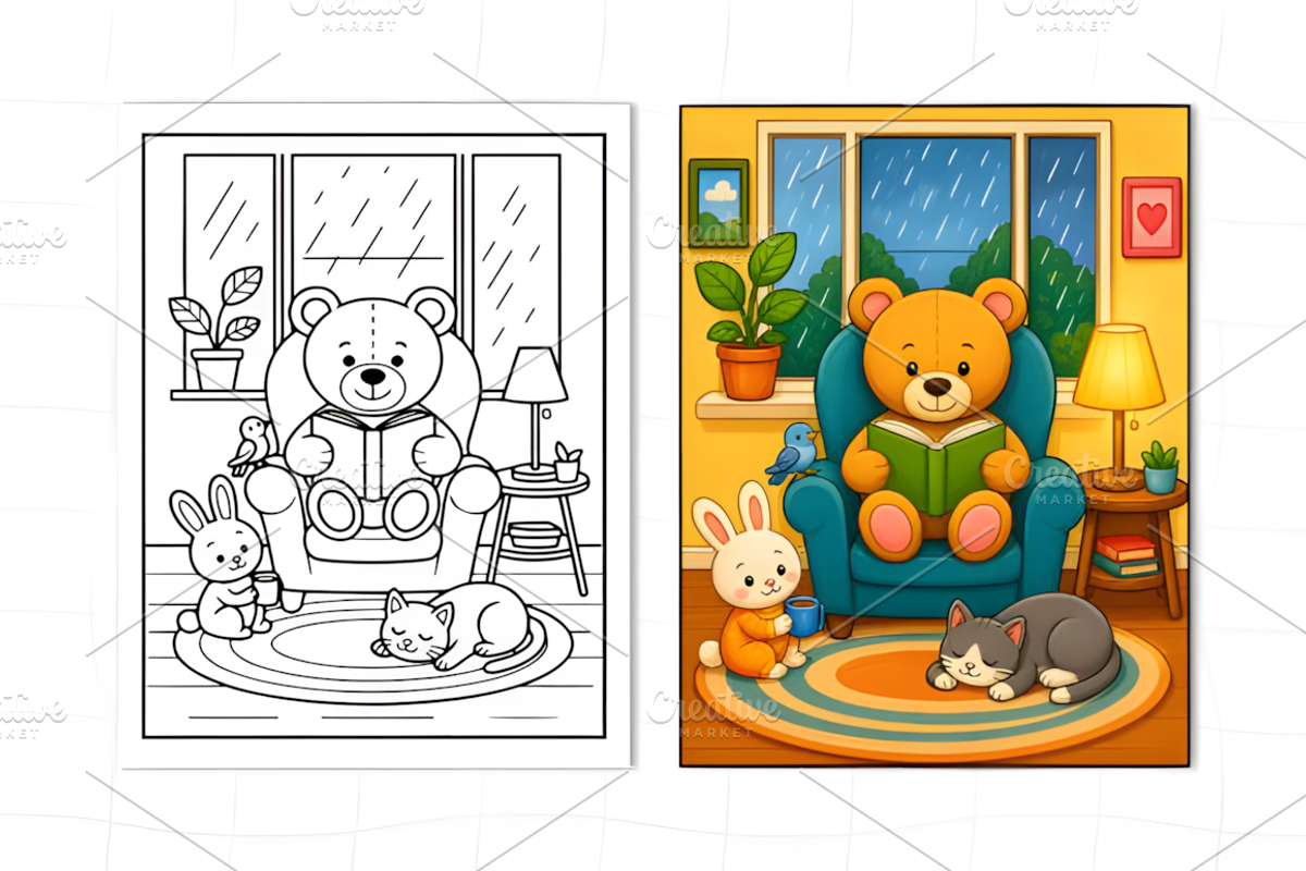 Warm & Happy Spaces Coloring Book, a Decorative Illustration by Design Station (Photo 3 of 7)
