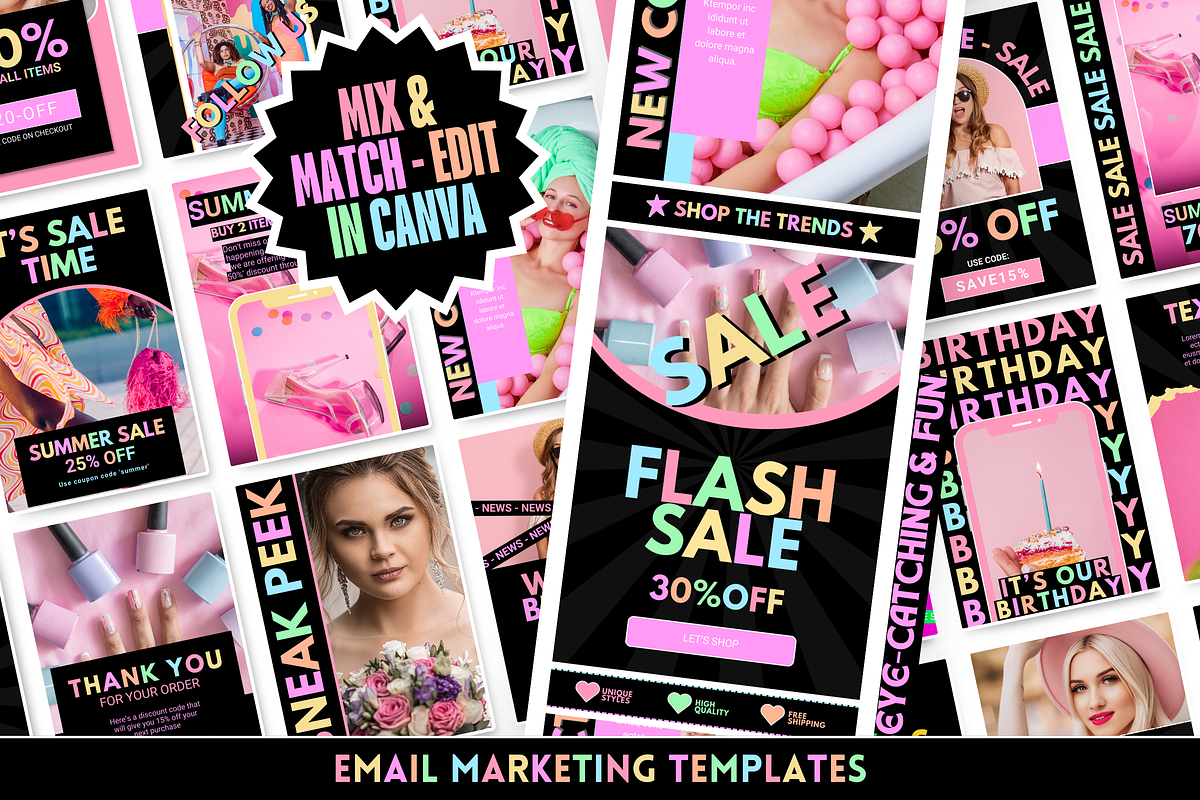 Pastel Neon Newsletter Templates, an Email Template by SunshineStudioBoutique (Photo 1 of 8)