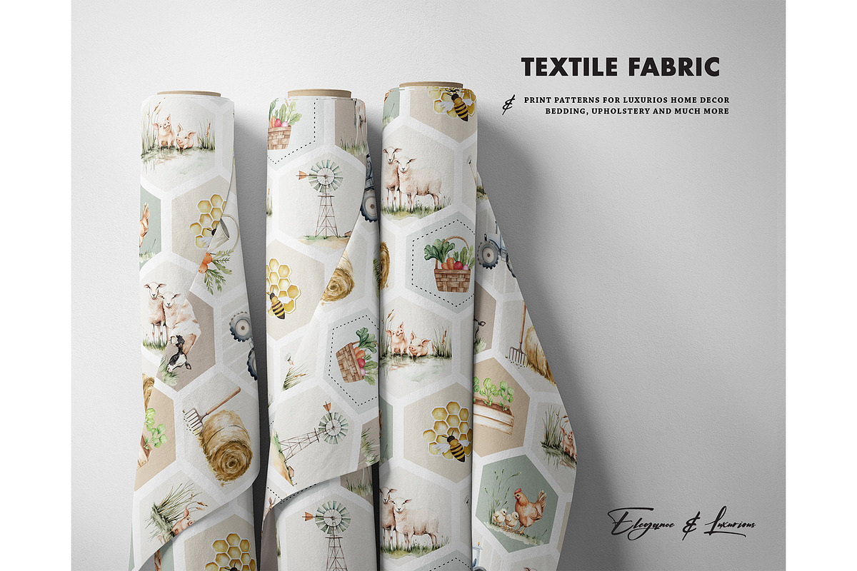 Farming nursery pattern cow chicken, a Pattern Graphic by Milatoo (Photo 4 of 5)