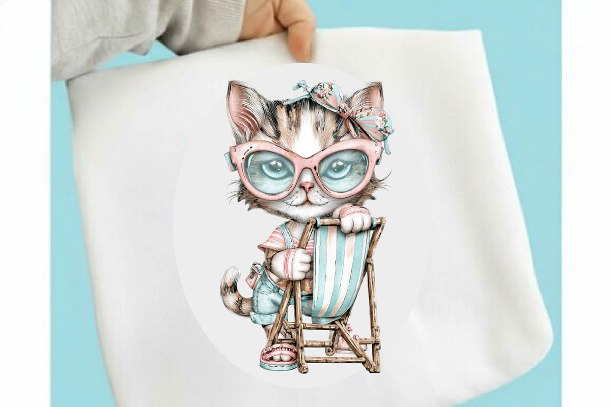 Whimsical Summer Cat Clipart, an Animal Illustration by SVGArt (Photo 8 of 9)