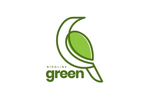 green bird geometric line style logo, a Branding & Logo Template by devastd