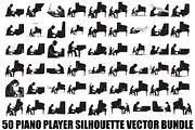 Piano Player Silhouette Vector Bundl, an Illustration by jahid234 (Thumbnail 1 of 20)