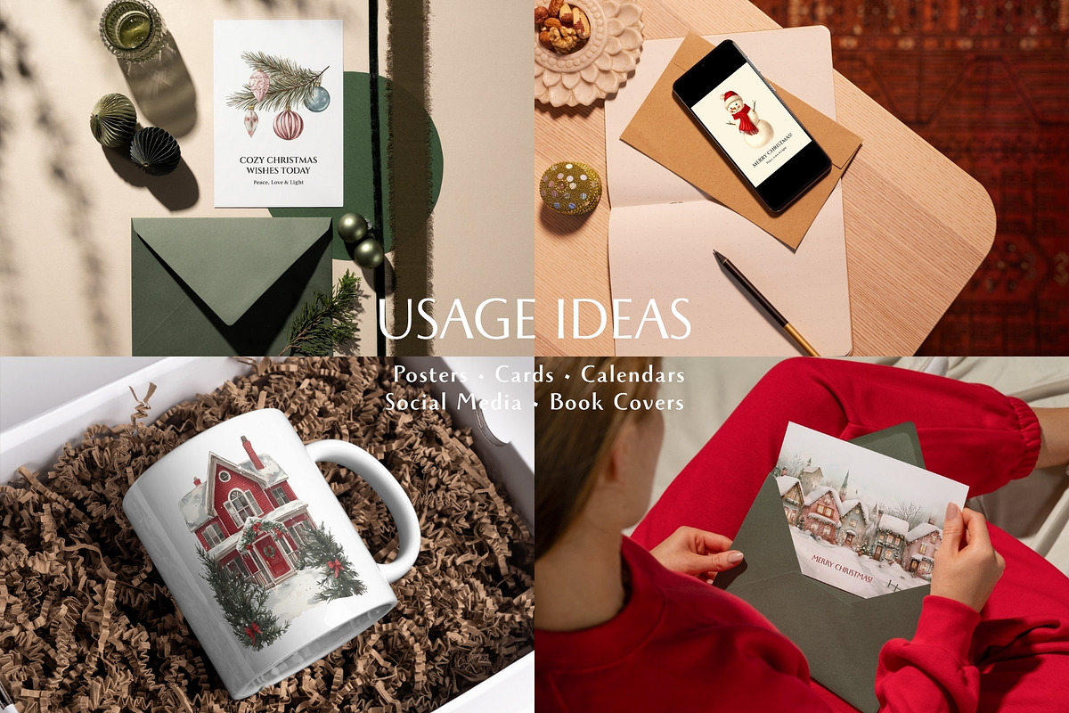 Watercolor Christmas Collage Pack, an Object Graphic by Design Alchemy Studio (Photo 10 of 11)