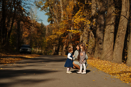 Mother with two daughters at autumn park., a Person Photo by AS photostudio