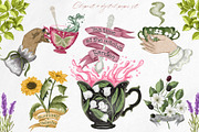 Tea time at the garden clipart set, a Decorative Illustration by Yelloo Fish (Thumbnail 1 of 16)