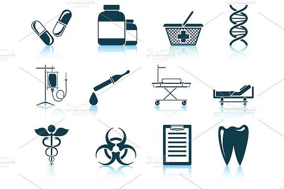 Set Of 12 Medical Icons.