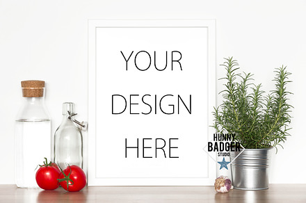 Kitchen print mockup - white frame, a Photo by Hunny Badger