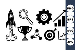 Business Growth Icon Set Vector, an Illustration by designvectx