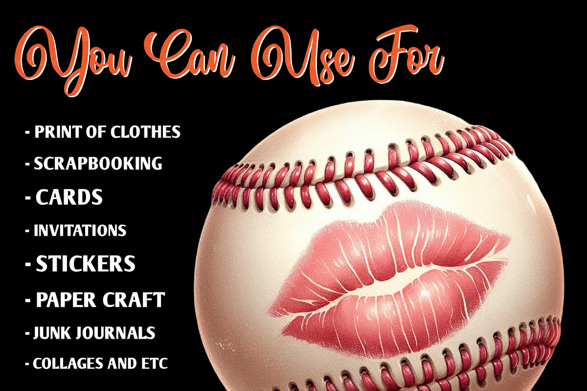 Watercolor Retro Girly Baseball Clip, an Illustration by CreationArt (Photo 8 of 9)