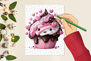 Funny Valentine’s Day Cupcake Clipar, an Illustration by DreamCafeArt (Thumbnail 5 of 6)