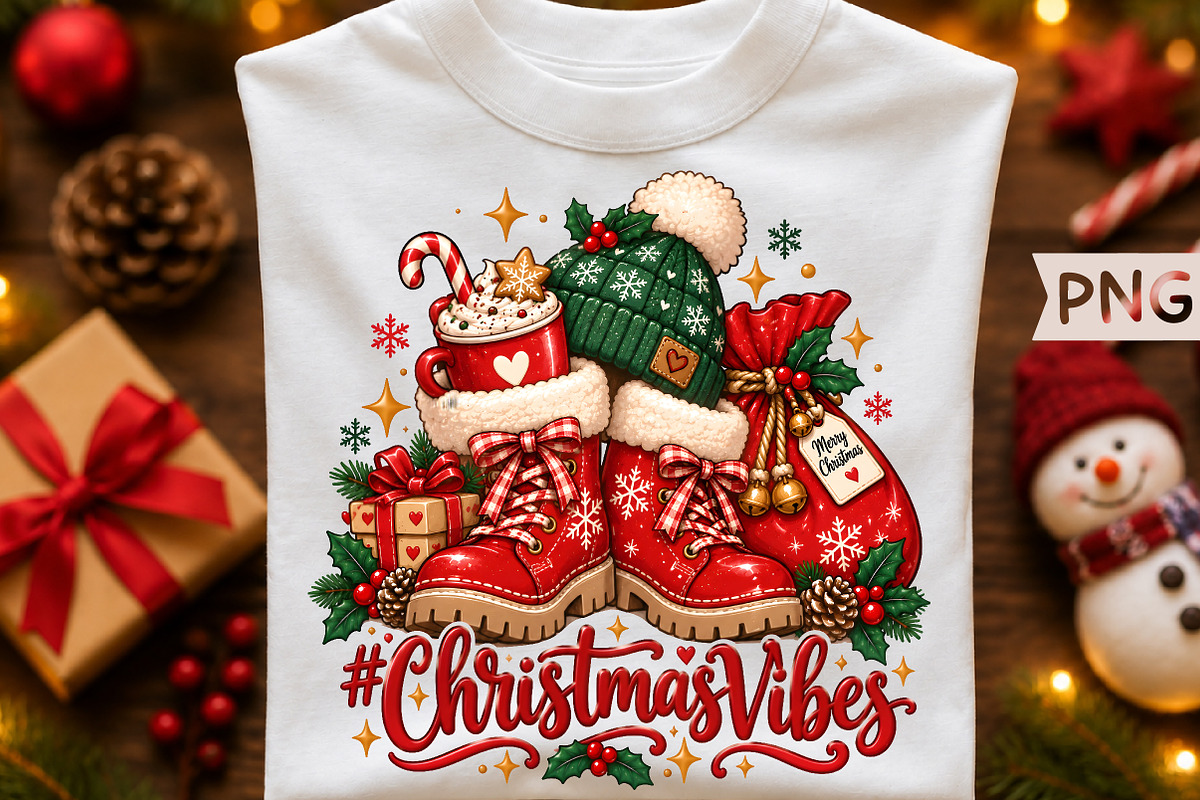 Christmas Vibes Red Boots PNG, a Seasonal Illustration by Creative Art (Photo 1 of 3)
