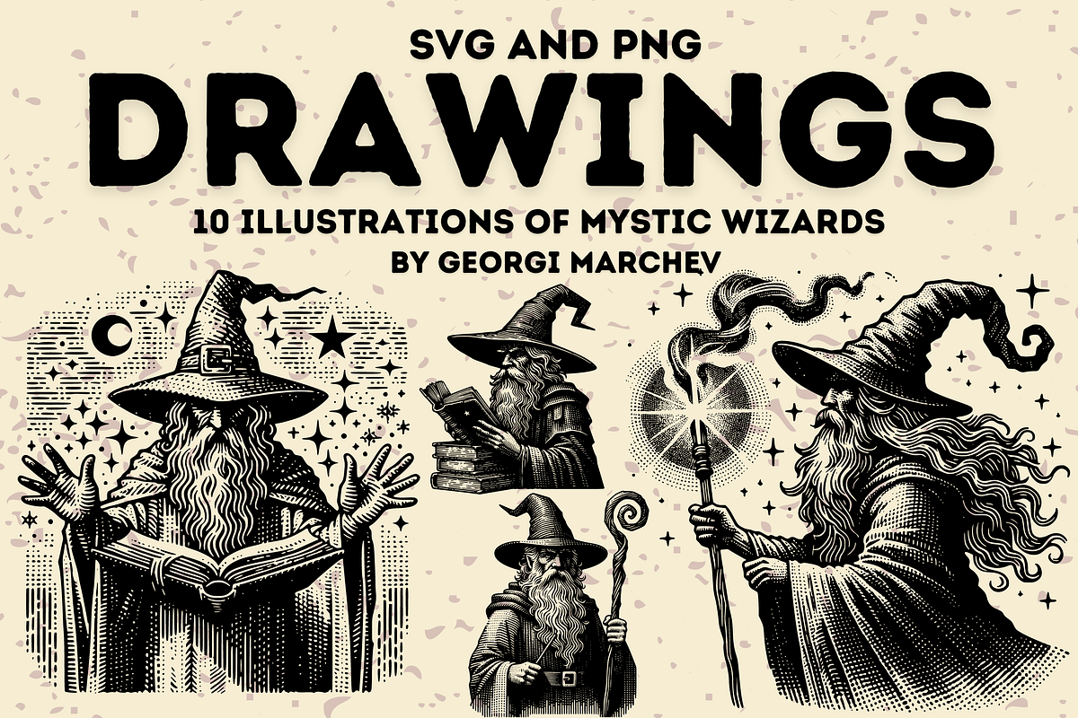 Mystical Wizard Illustrations Bundle, a Person Illustration by Ray Crimson