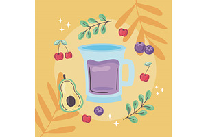 purple smoothie and fruits, a Food Illustration by studiogstock