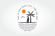 Line Art Surfing Badge & Ocean Waves, a Branding & Logo Template by PrastHF (Thumbnail 1 of 2)