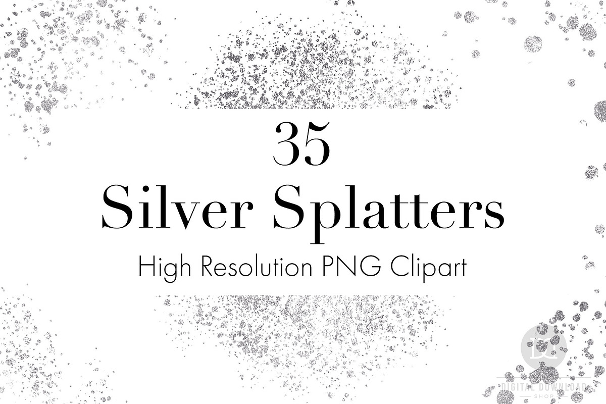 Silver Splatters Clipart, an Object Graphic by The Digital Download Shop (Photo 1 of 9)