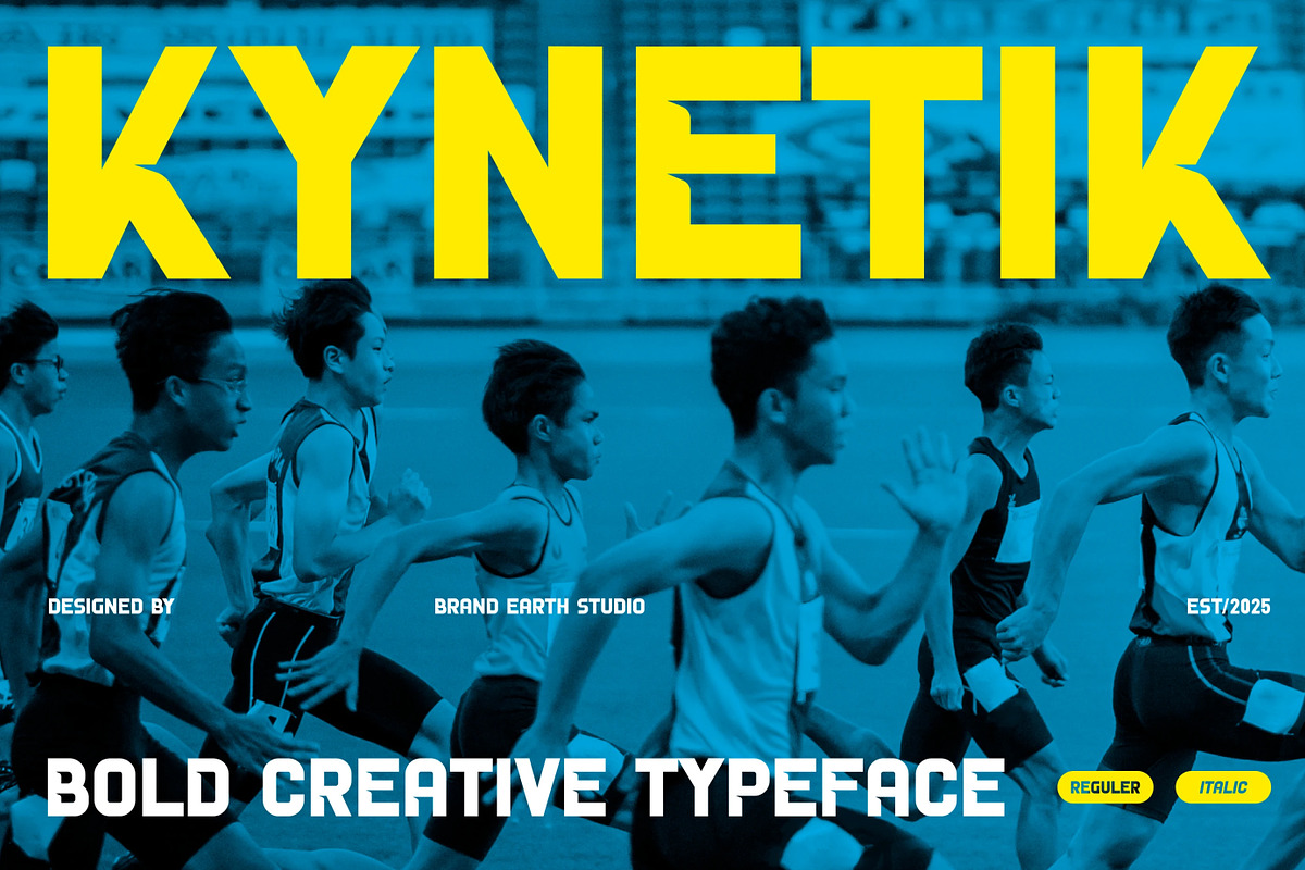 Kynetik - Bold Athletic Sans Serif, a Sans Serif Font by Brand Earth (Photo 1 of 7)