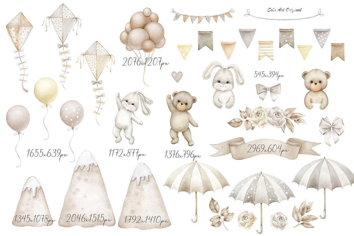 Teddy bear neutral gender clipart., an Animal Illustration by Solo Art Original (Photo 4 of 8)