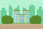 hotel building landscaped vector, a Decorative Illustration by zyxroun shop (Thumbnail 1 of 3)