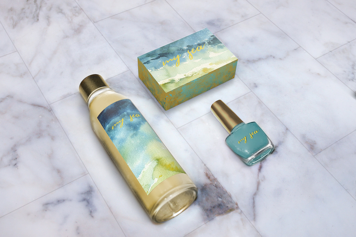 My Sea Watercolor Backgrounds, a Texture Illustration by Cat In Colour (Photo 3 of 5)