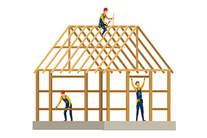 House building with workers, an Illustration by Things for designers