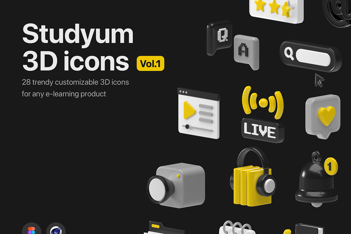 Studyum 3D icons, an Outline Icon by Goicons (Photo 1 of 6)