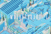 Motherboard | 3D Circuit Backgrounds, a Background Graphic by dvtchk (Thumbnail 7 of 12)