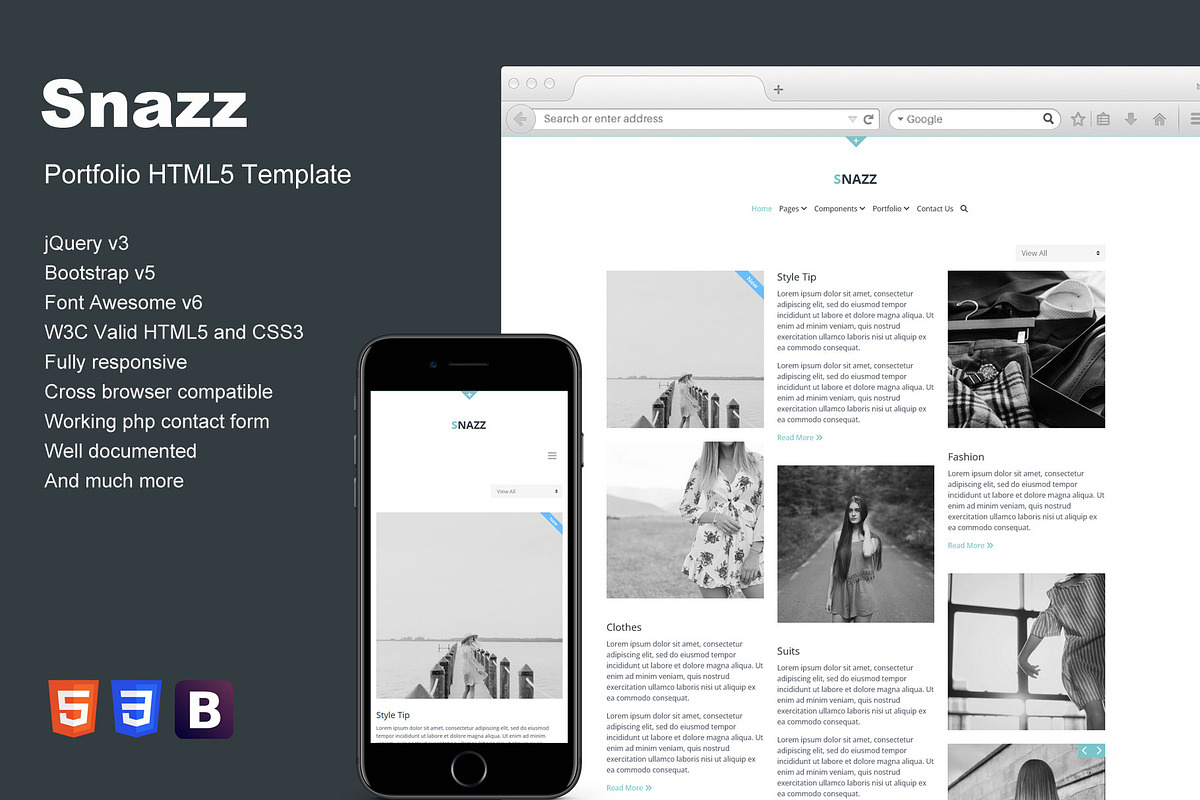 Snazz - Portfolio HTML5 Template, a HTML Template by ColorsThemes (Photo 1 of 3)