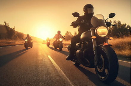 Motorcyclists road sunset ride, a Sports & Recreation Photo by Ylivdesign