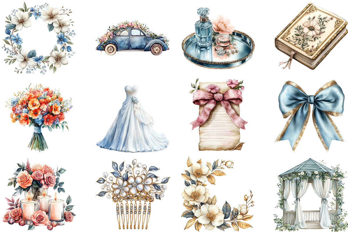 Luxury Wedding Clipart Bundle, an Illustration by Pixels.Craft (Photo 3 of 7)