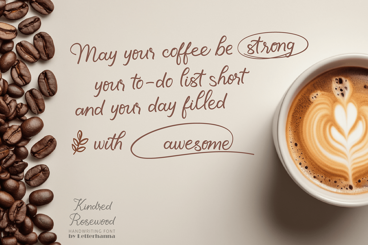 Kindred Rosewood Font, a Handwritten Font by Letterhanna Studio (Photo 6 of 13)