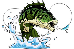 Monster Bass Fish Cartoon Character