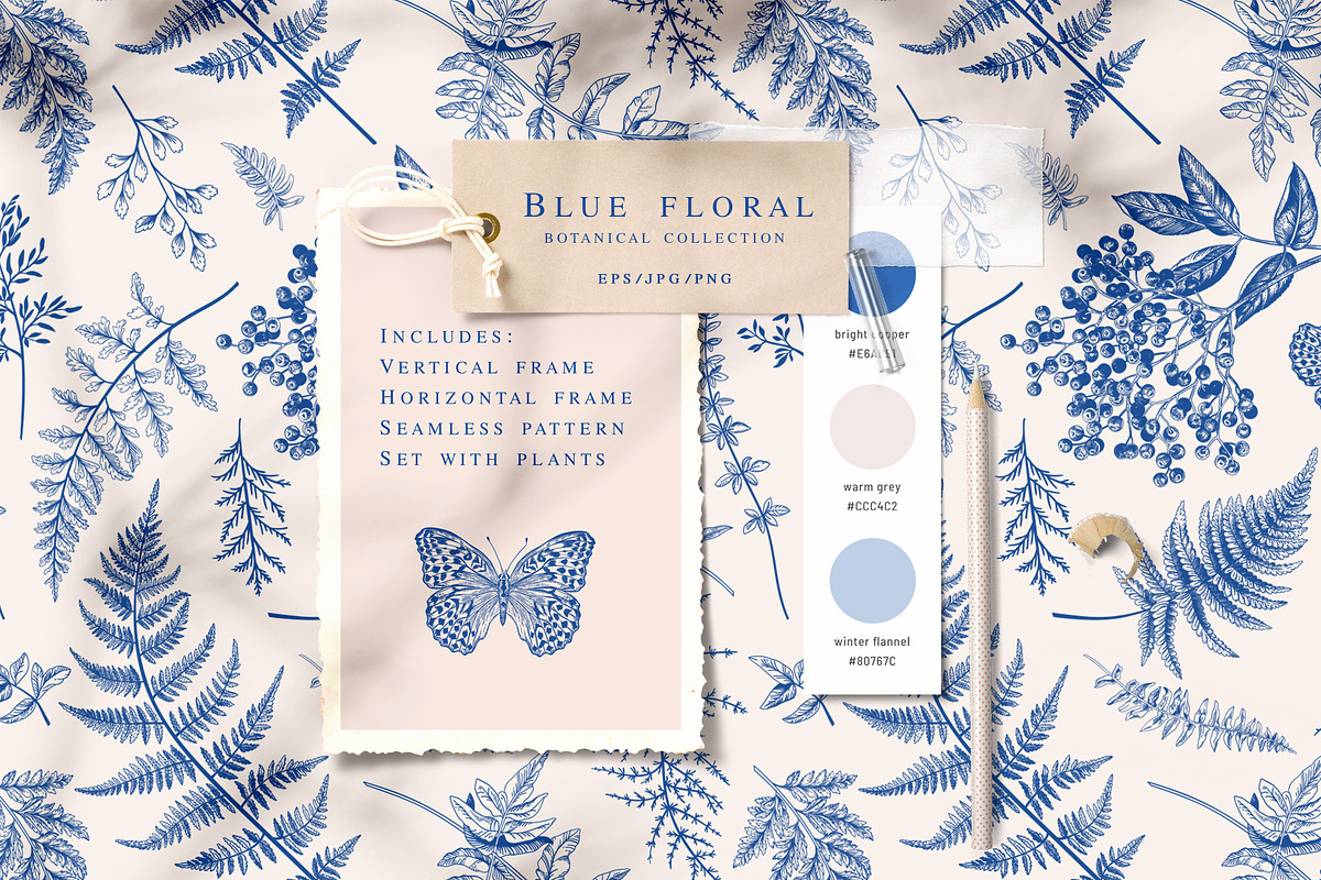 Blue floral. Botanical collection., a Pattern Graphic by Lisla (Photo 1 of 5)