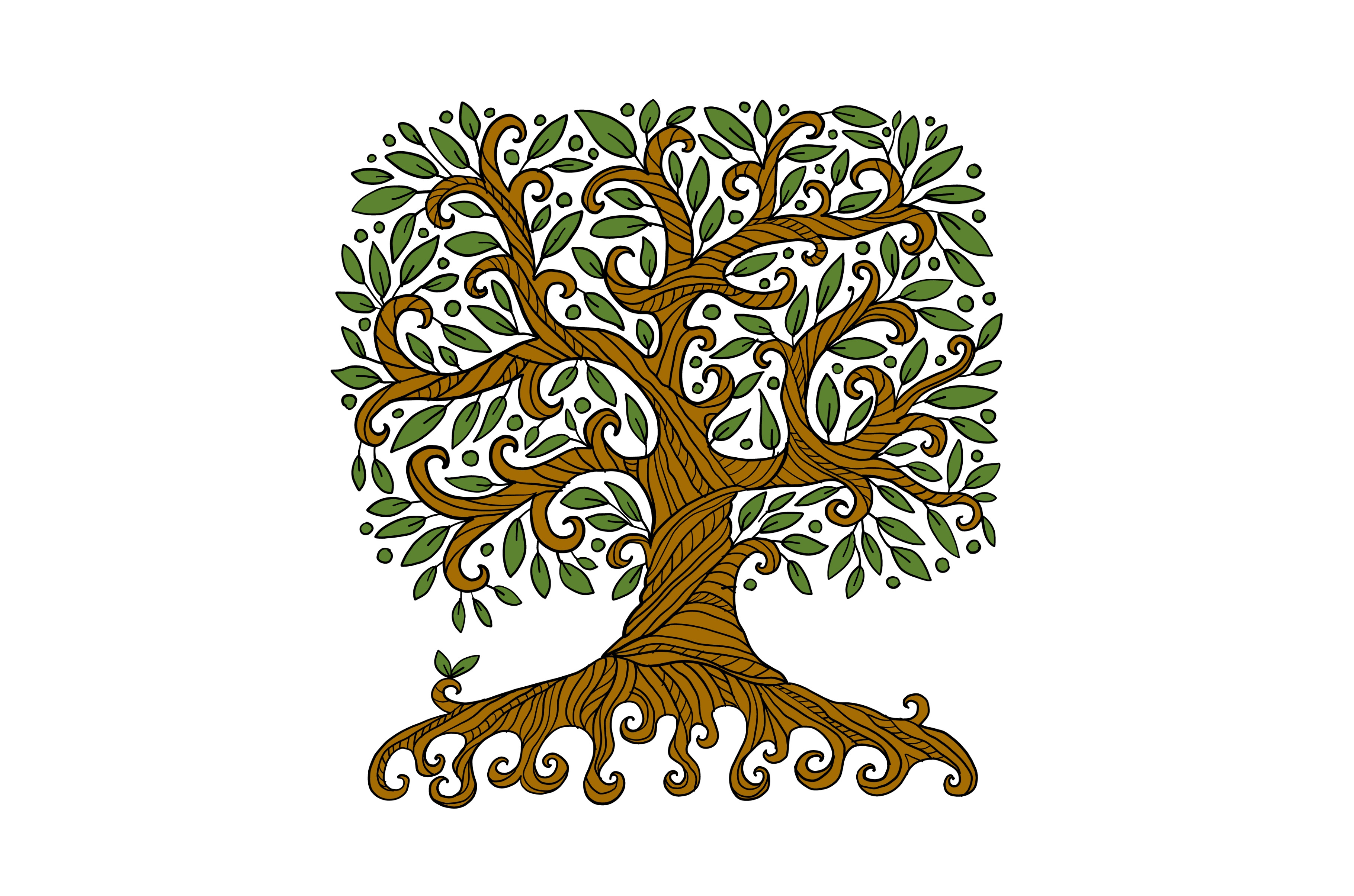 Old big family tree with roots, a Decorative Illustration by Kudryashka