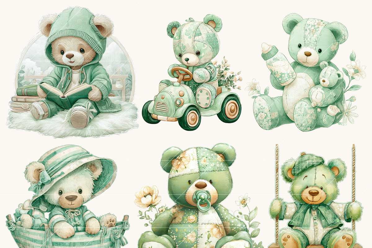 Watercolor Teddy Bear Clipart, an Object Illustration by Design Scotch (Photo 6 of 9)
